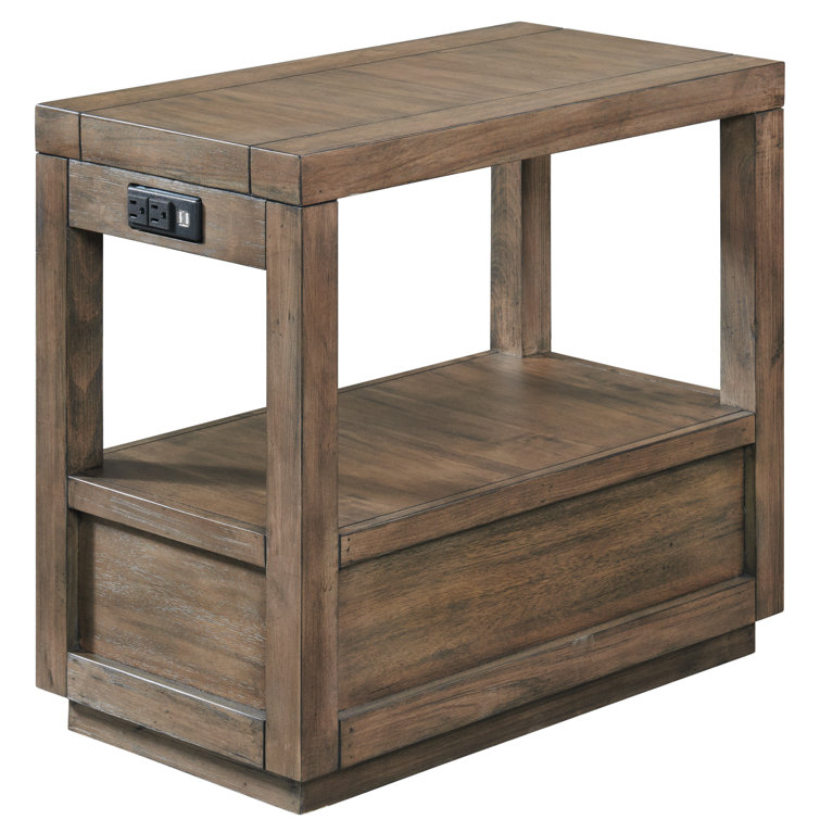 Loon Peak® Denali 24'' Tall Block End Table with Storage and BuiltIn